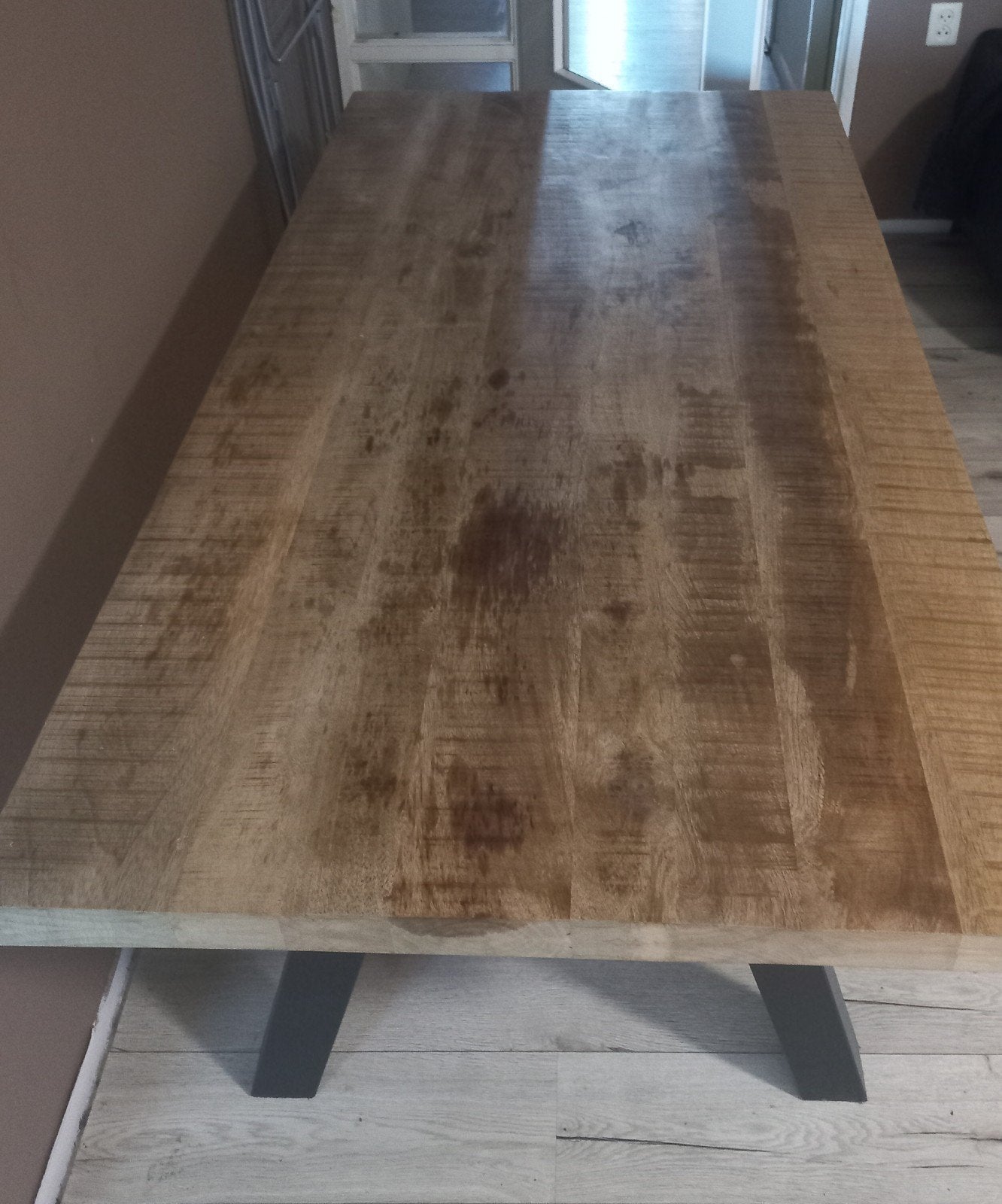 Massief houten eettafel 180x90 cm – Industriële stijl – Nieu, Gebruikt, Vijf personen of meer, 150 tot 200 cm, Rechthoekig