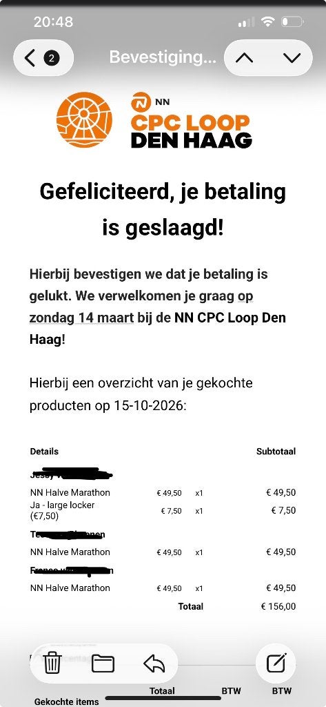Ticket(s) CPC Loop Den Haag, Drie personen of meer, Maart