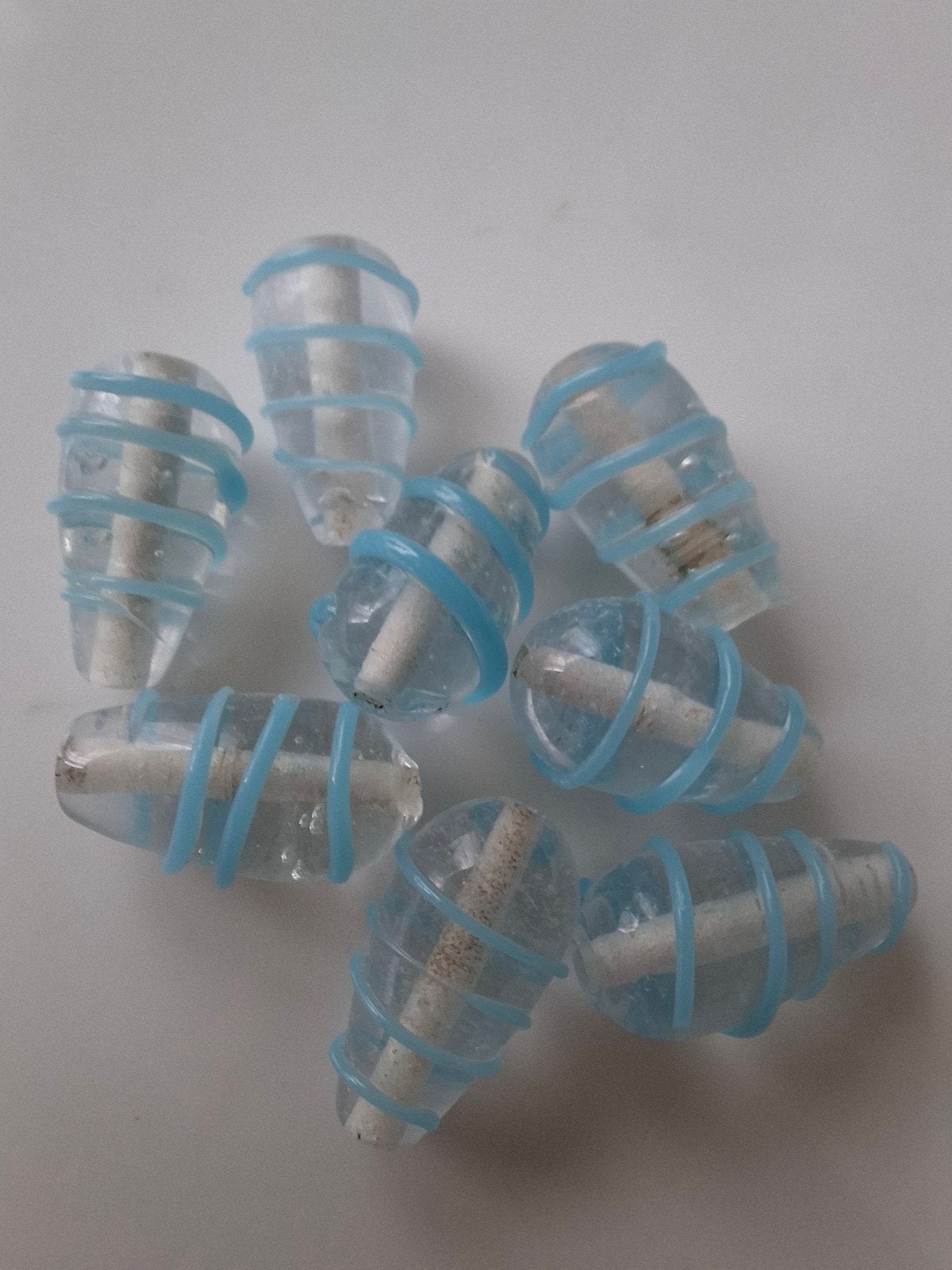 8 stuks lampwork glaskralen blauw lichtblauw kralen, Kraal, -, -, Ophalen of Verzenden