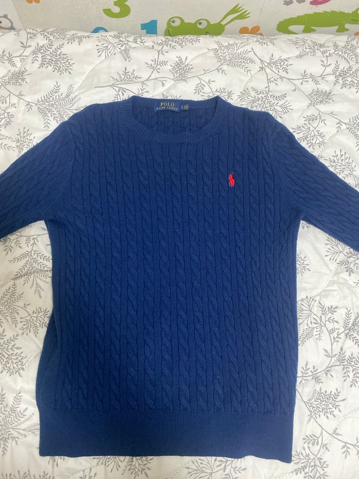 Polo Ralph Lauren kabelgebreide trui - Maat S, Ophalen of Verzenden, Zo goed als nieuw, Maat 36 (S), Blauw