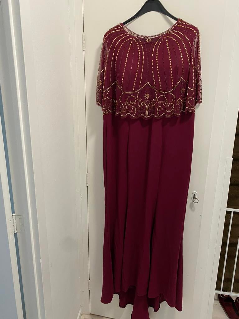 Abiye Jurk tweedelig mt 50 - grote maten jurk, Galajurk, Zwart, Maat 46/48 (XL) of groter, Ophalen of Verzenden