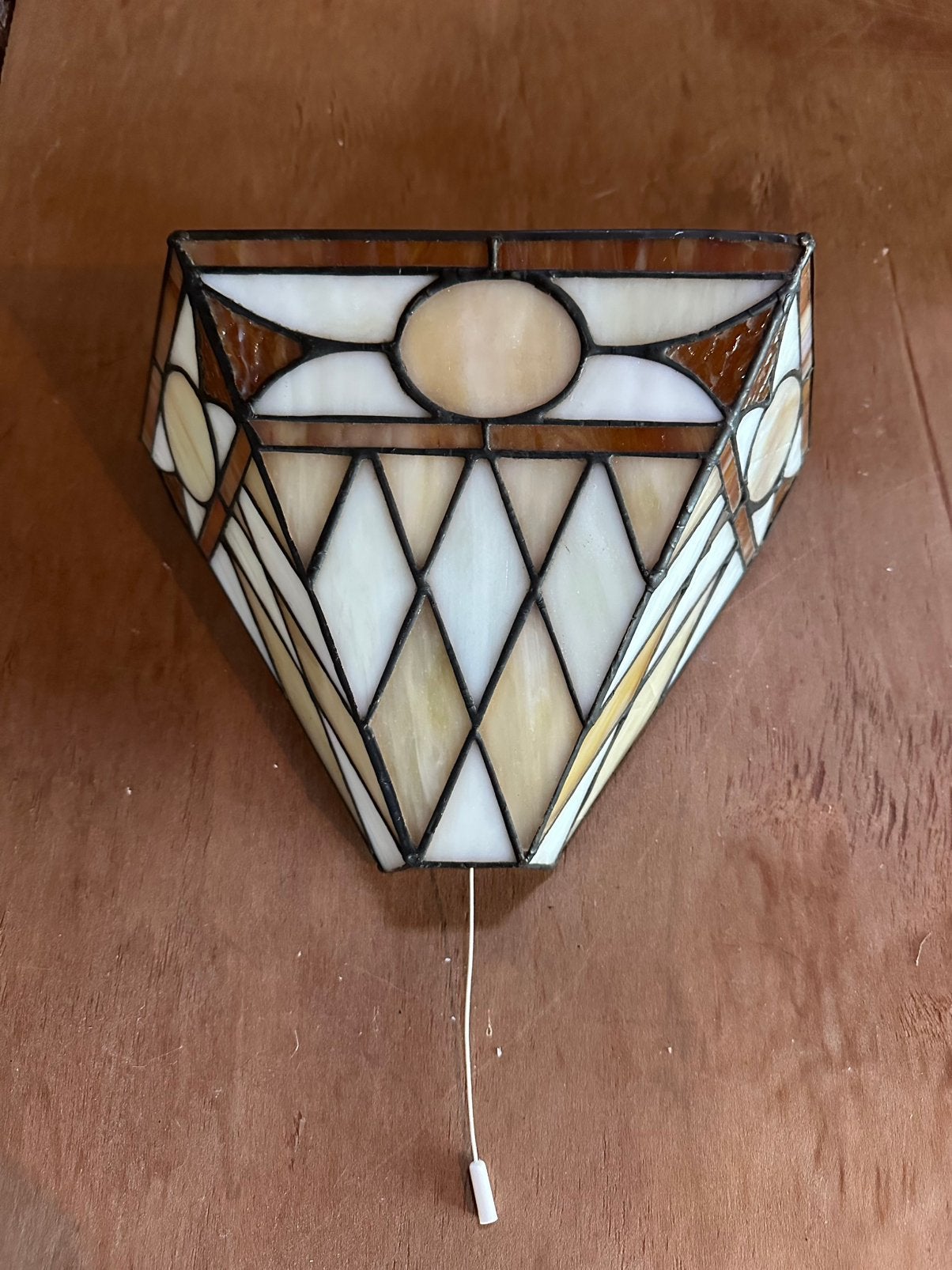 Vintage Massive Tiffany glas in lood wandlamp, Ophalen of Verzenden, Zo goed als nieuw, Glas