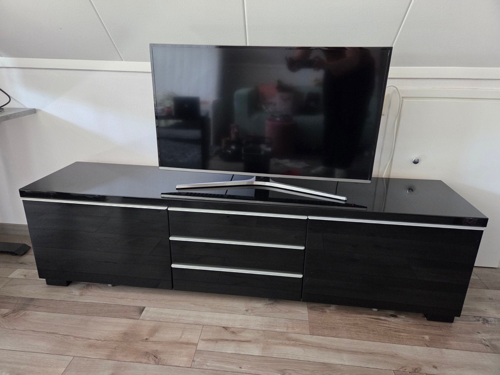 Tv-meubel zwart hoogglans Ikea Bestå Burs, Ophalen of Verzenden, Zo goed als nieuw