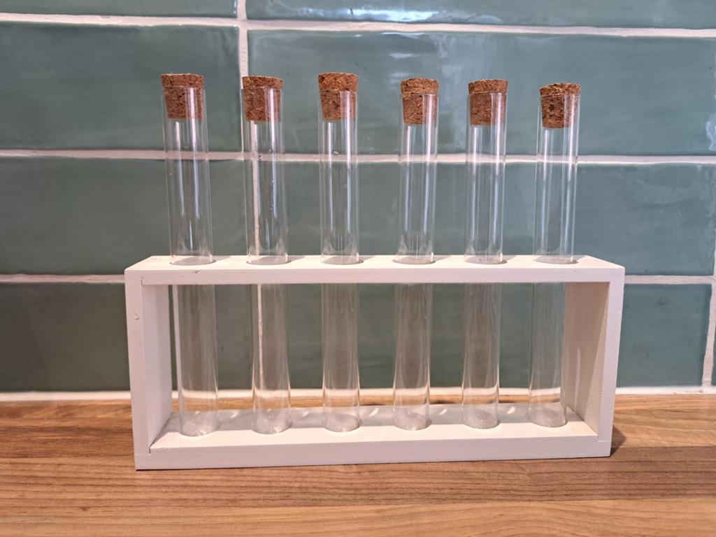Reageerbuisjes, leuk voor thee of een bloemetje., Ophalen, Wit, Minder dan 50 cm, Glas