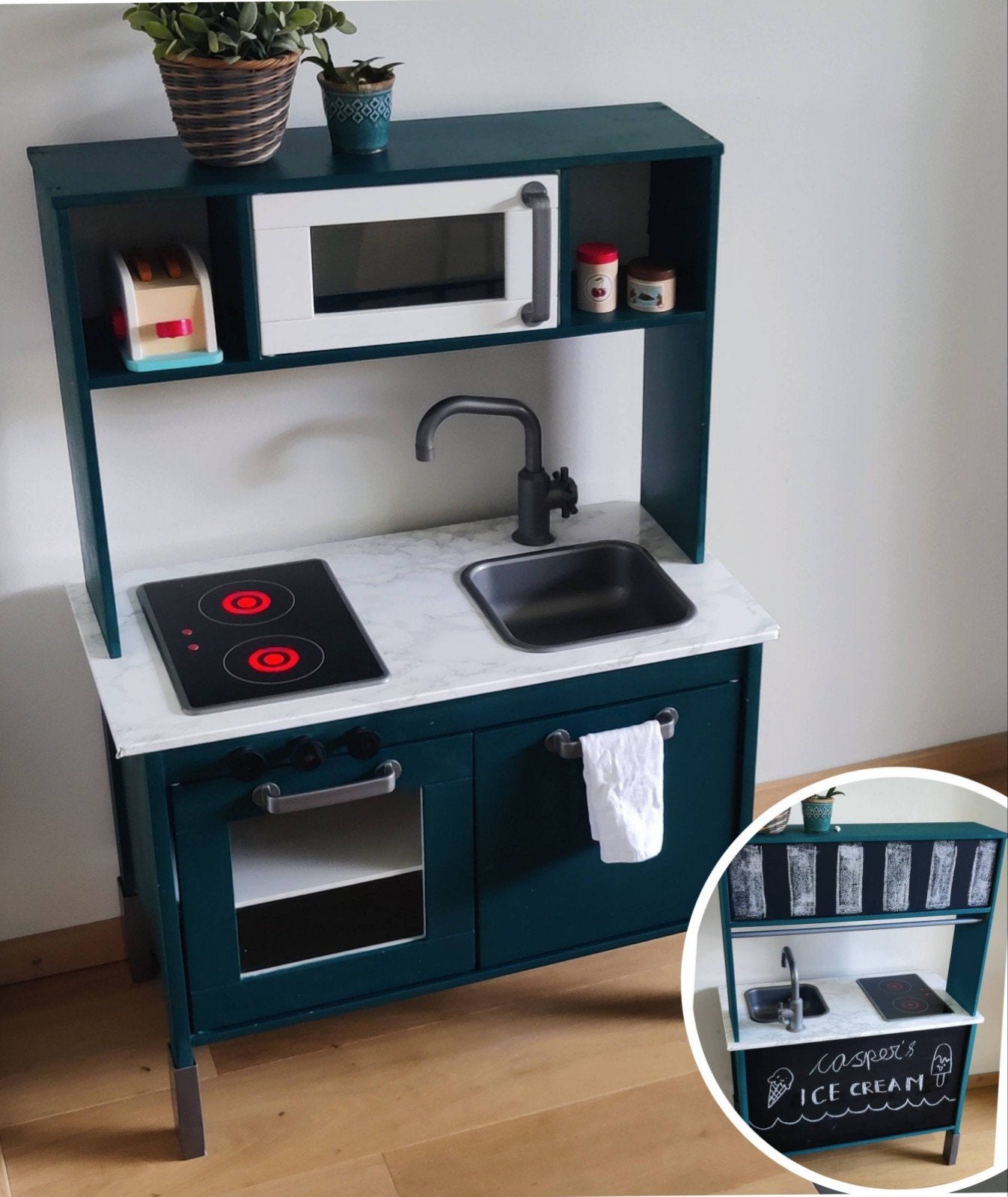 Gepimpte IKEA Duktig met krijtbord (incl houten eten), Ophalen, Gebruikt, Hout, Speelkeuken