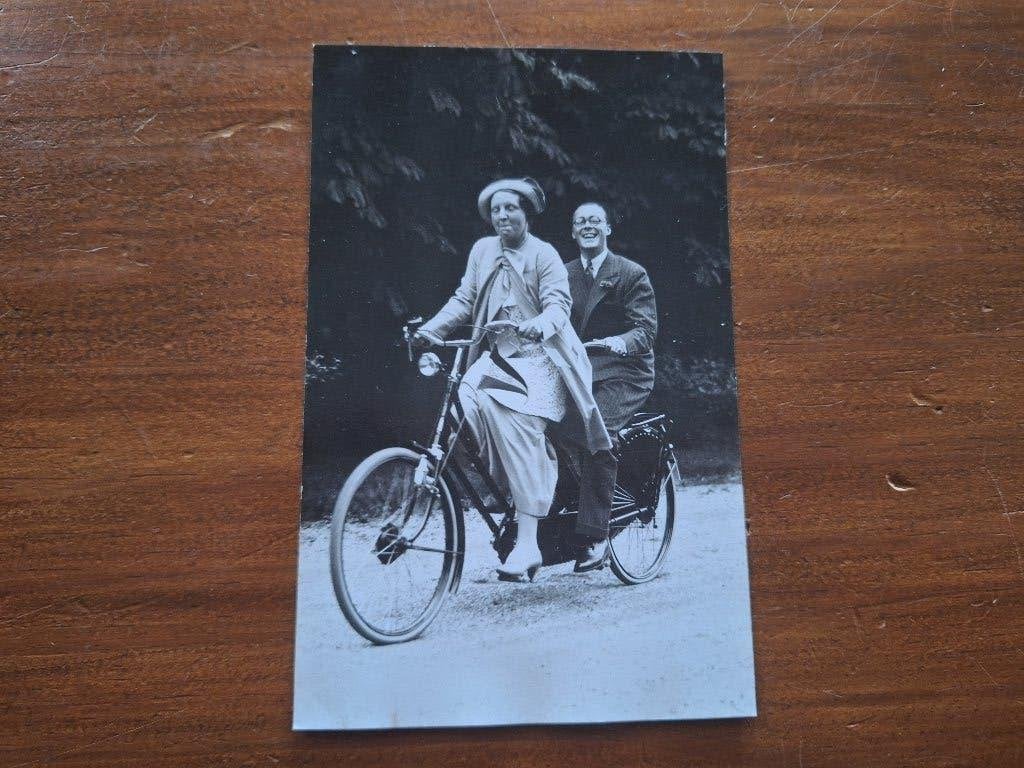 Fotokaart fiets (tandem), Verzenden, 1940 tot 1960, Ongelopen, Voertuig