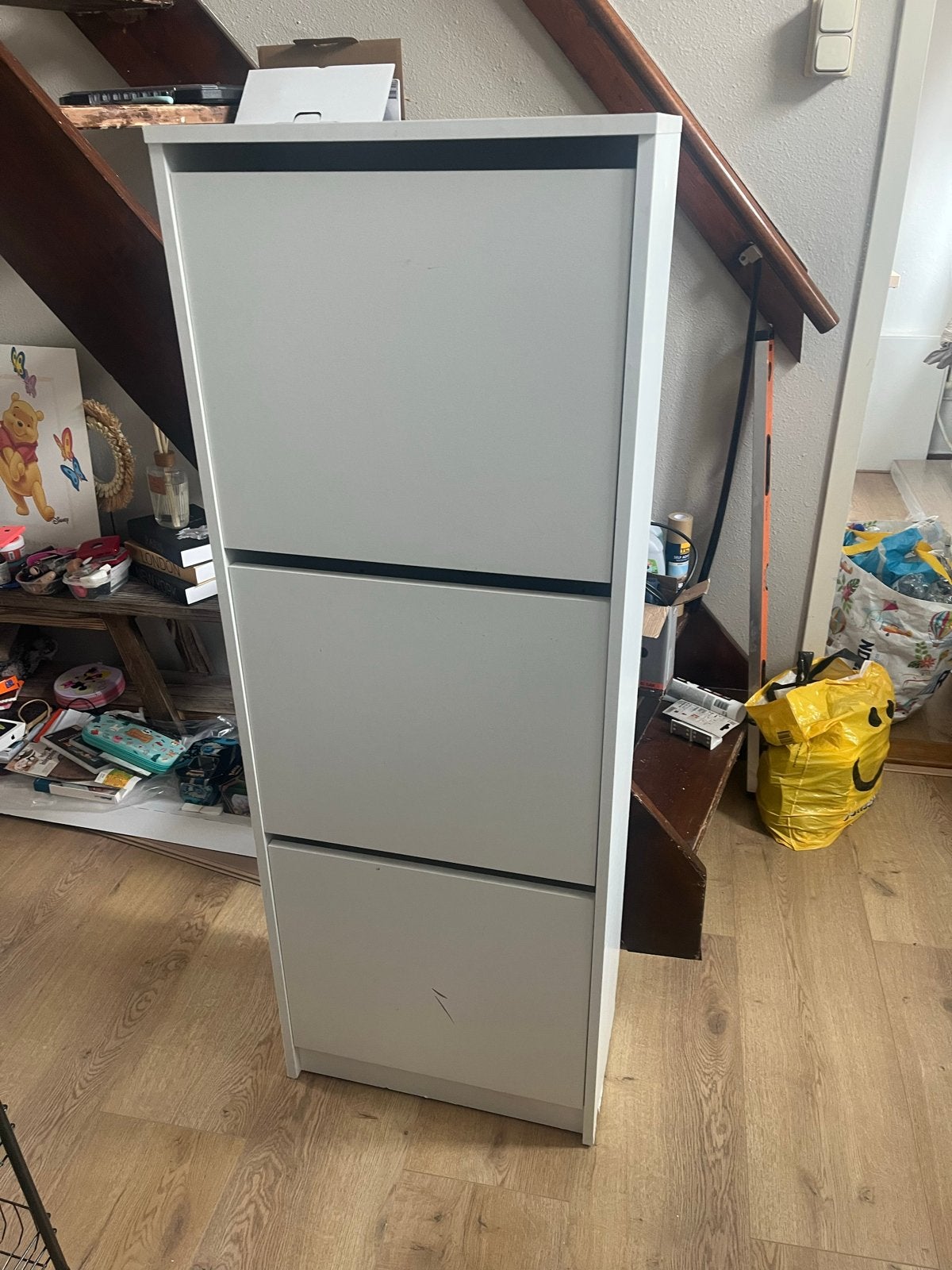 Witte schoenenkast met 3 vakken - 49x134x28,5 cm, Ophalen, Gebruikt