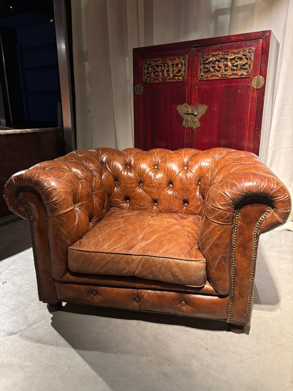Ralph Lauren Chesterfield Clubfauteuil, Huis en Inrichting, Gebruikt, Klassiek Vintage Stoer, Ralph Lauren, 100 tot 125 cm