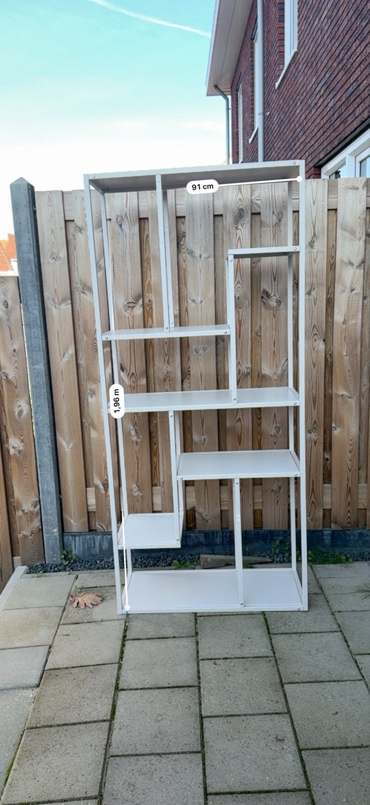 Moderne open kast / boekenkast - wit metaal, Met plank(en), Gebruikt, Metaal, 150 tot 200 cm
