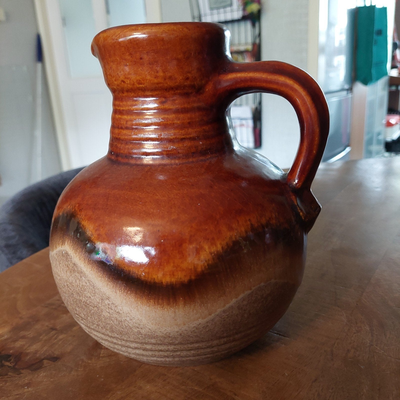 Vintage Bay Aardewerk Kan - Bruin Geglazuurd, Antiek en Kunst, Antiek | Vazen, Ophalen of Verzenden