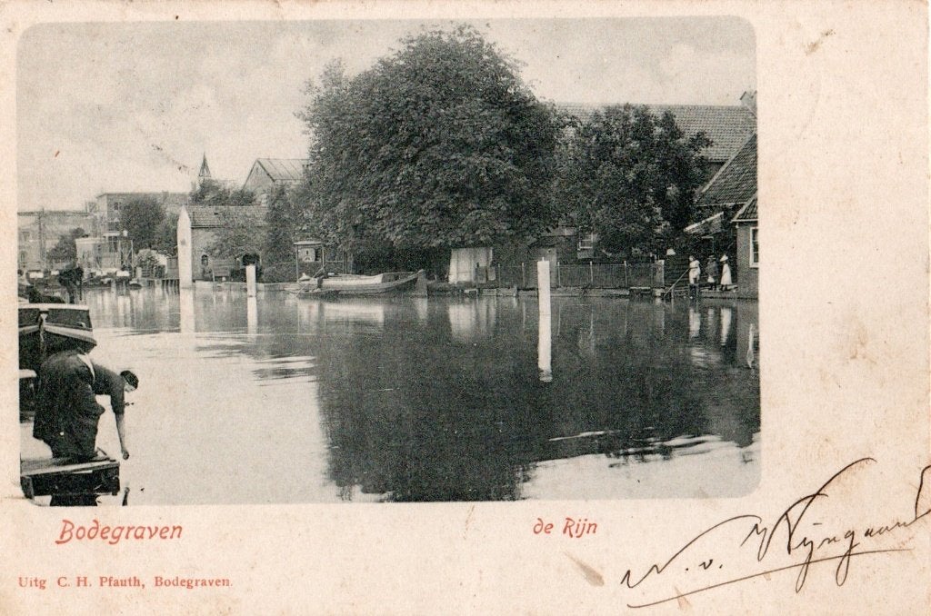 Bodegraven, Zicht op de Rijn. 6768, Verzamelen, Ansichtkaarten | Nederland, Ophalen of Verzenden, Voor 1920, Gelopen, Zuid-Holland
