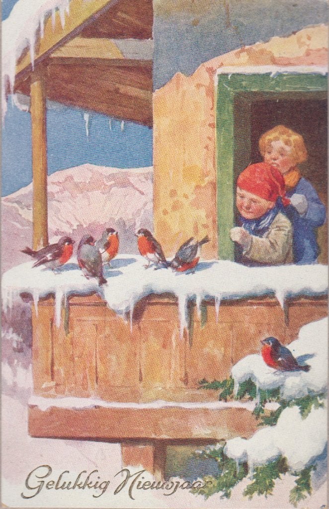 K.Feiertag.Kinderen. Roodborstjes. Leuke oude AK. 1929, Verzenden, 1920 tot 1940, Gelopen, Kinderen