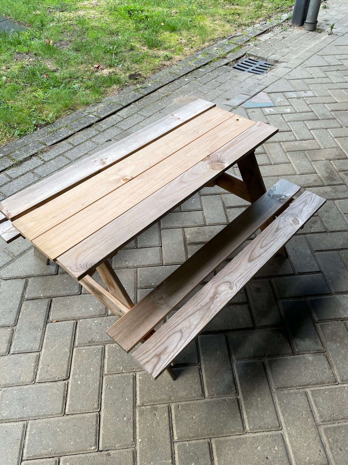 Houten kinderpicknicktafel voor buiten, Kinderpicknicktafel, Gebruikt, Ophalen of Verzenden, Rechthoekig