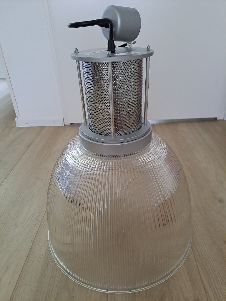 Industriële hanglamp met prismakap z.g.a.n., Ophalen, Kunststof, E27 (groot), Zo goed als nieuw