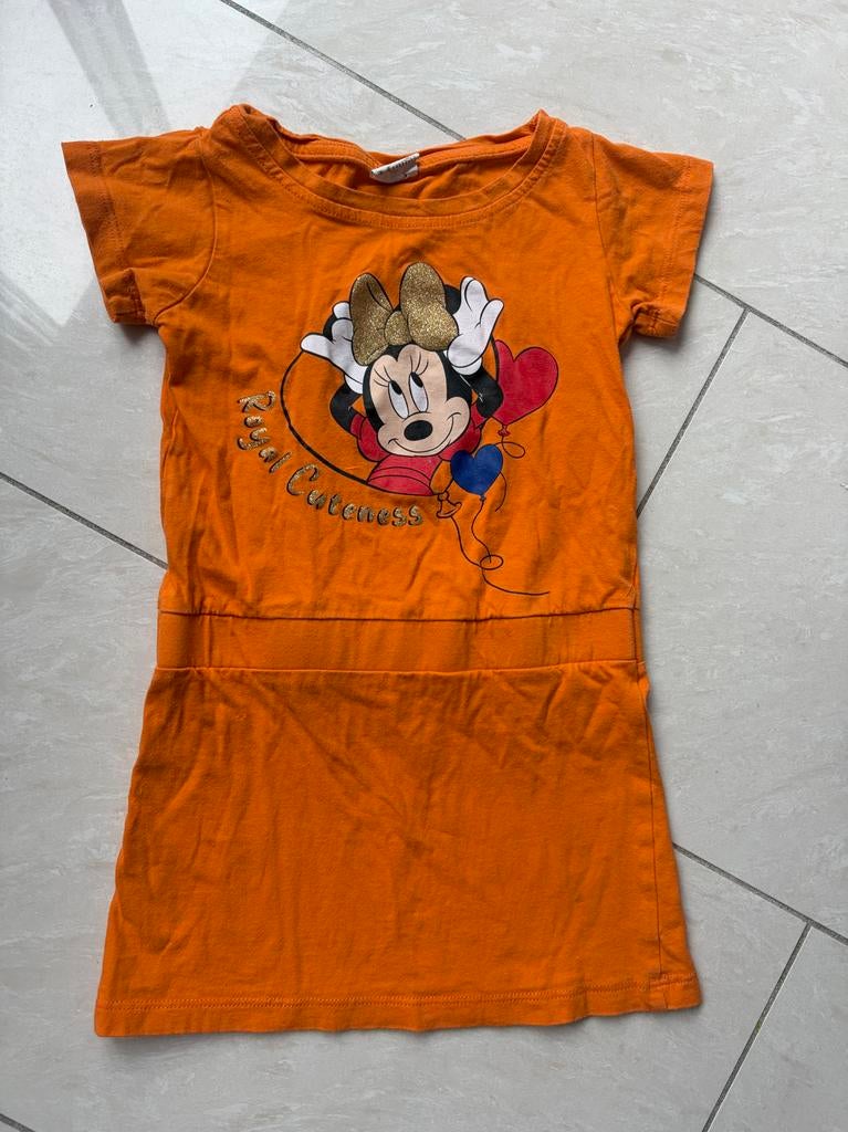 Oranje Minnie Mouse jurkje Disney maat 104/110, Ophalen of Verzenden, Zo goed als nieuw, Meisje, Jurk of Rok