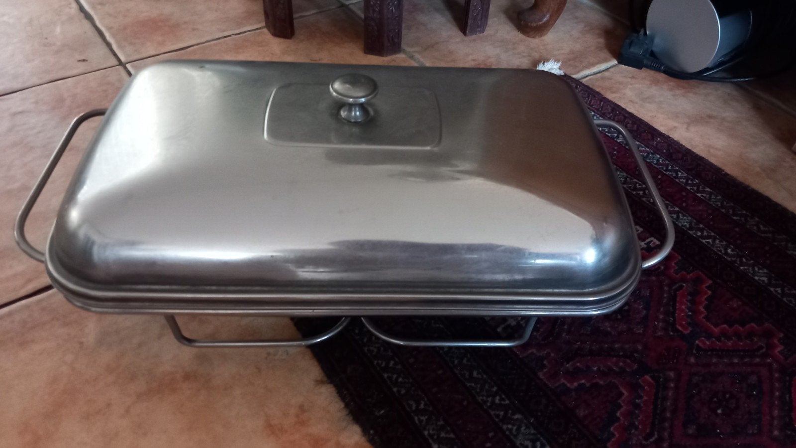 Chafing dish met glazen ovenschaal, Zilver, Ophalen of Verzenden, Glas, Overige typen