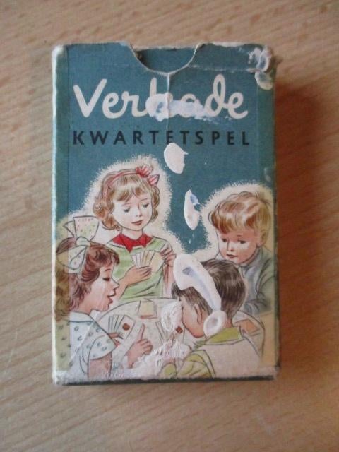 Verkade kwartetspel (blauw)  1955, Verzamelen, Speelkaarten, Jokers en Kwartetten, Ophalen of Verzenden, Gebruikt, Joker(s)