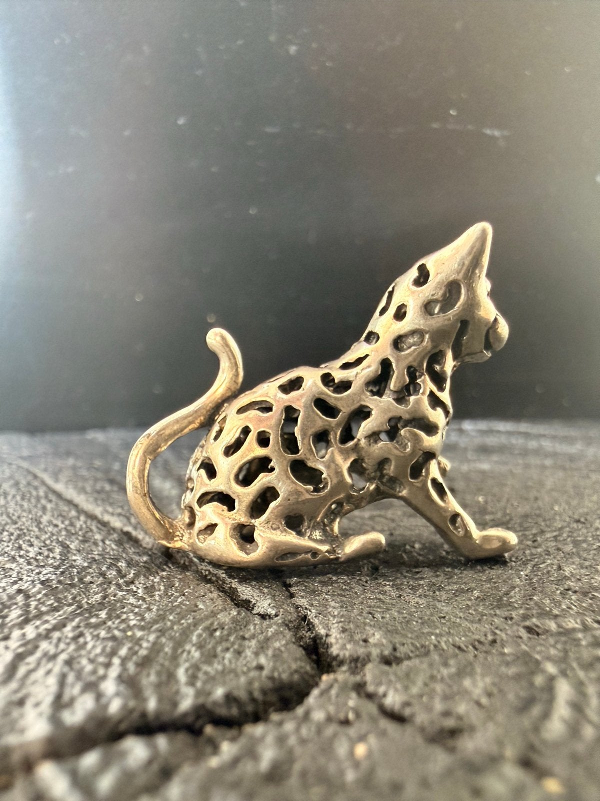 Zilveren Ajour Gegoten Poesje - Gedetailleerde Miniatuur, Verzenden, Zilver