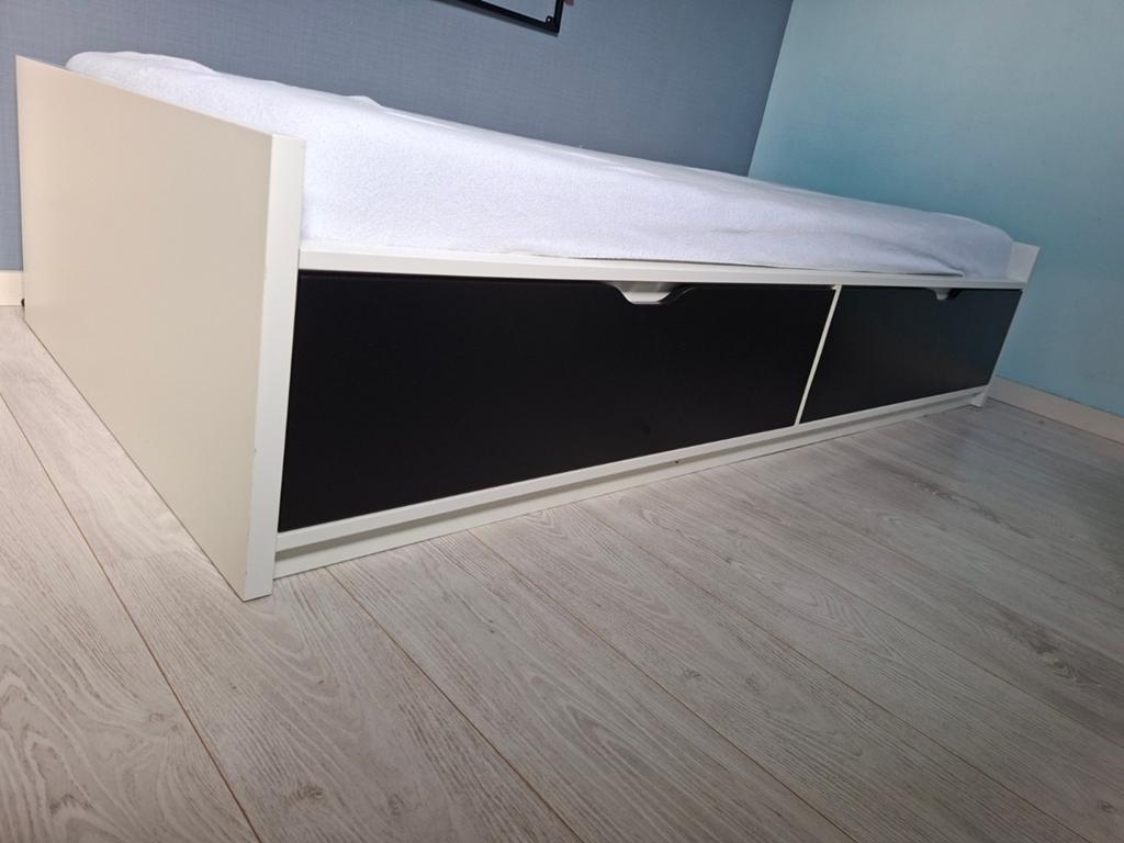 Ikeabed met lattenbodem, Ophalen, Gebruikt, 90 cm, Eenpersoons