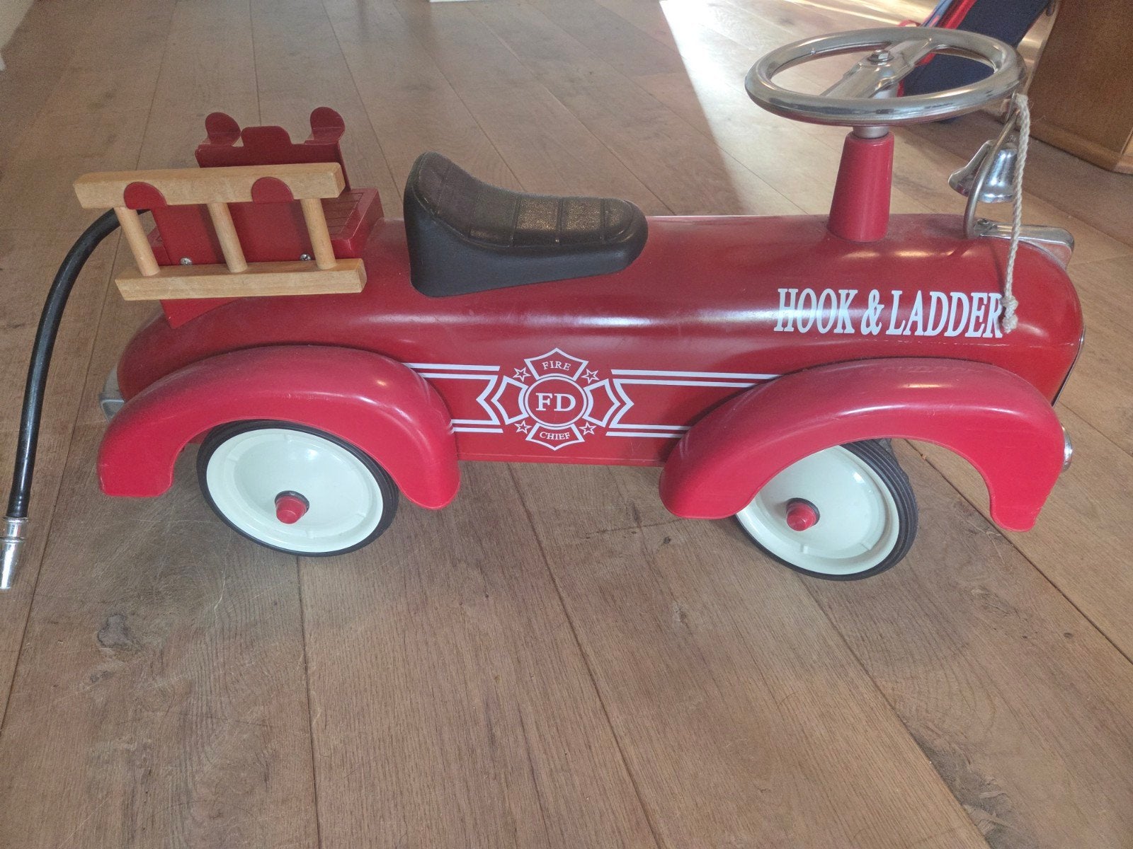 Rode brandweer loopauto met ladder en bel, Ophalen, Gebruikt