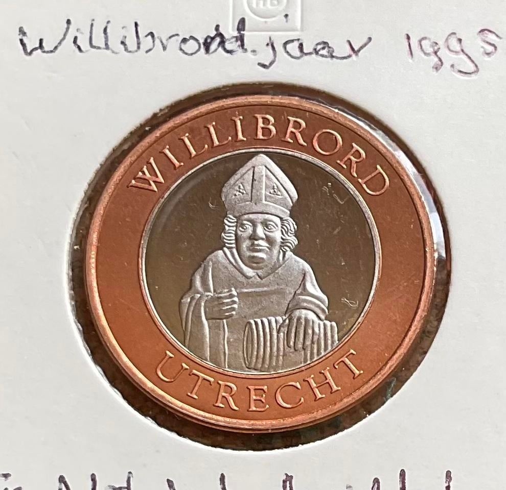 Penning - Nederland Utrecht 1995 De Willibrord., Postzegels en Munten, Penningen en Medailles, Ophalen of Verzenden, Overige materialen