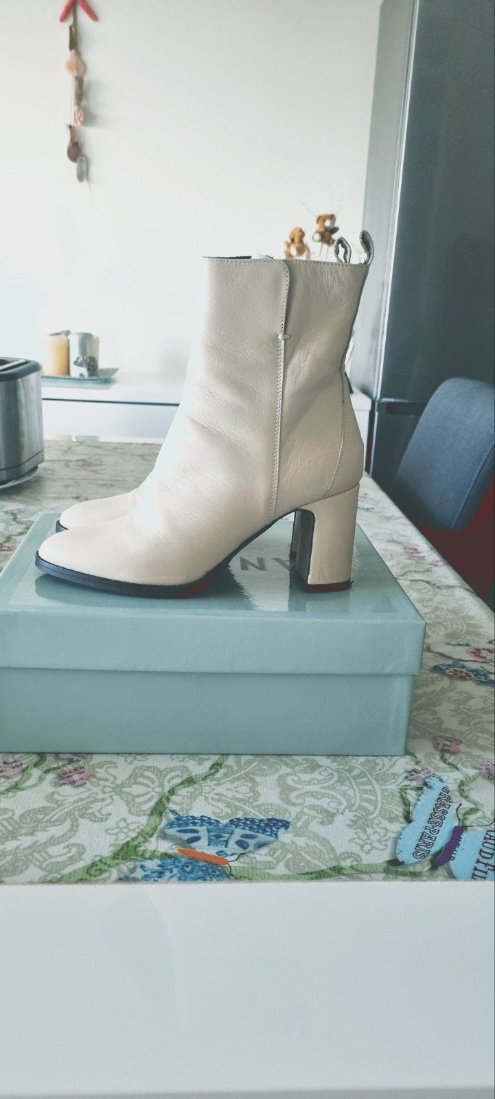 Leren Halfhoge Laarzen,  van Manfield Maat 40, Beige, Lage of Enkellaarzen, Ophalen of Verzenden, Zo goed als nieuw