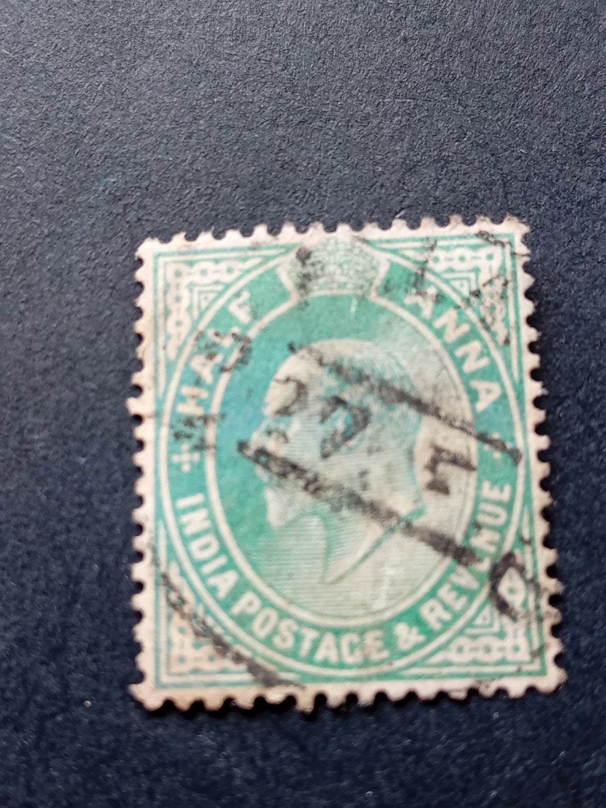 India Postzegel Half Anna Koning George V Gestempeld, Ophalen of Verzenden, T/m 1940, Gestempeld