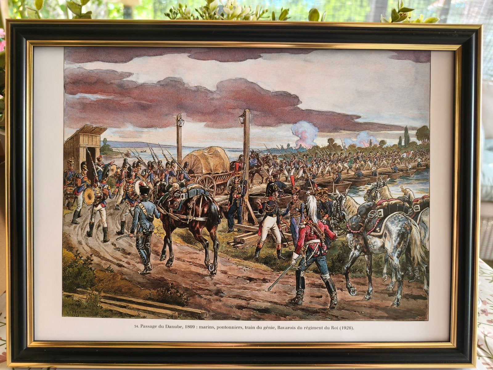 Historische prent: Passage du Danube, 1809, Verzamelen, Militaria | Algemeen, Ophalen of Verzenden, Landmacht, Nederland, Foto of Poster