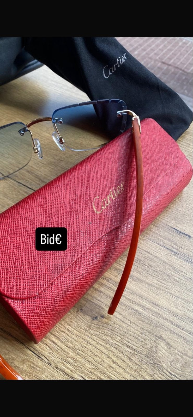 Cartier Zonnebril met Rood Etui, Overige merken, Zonnebril, Bruin, Ophalen of Verzenden