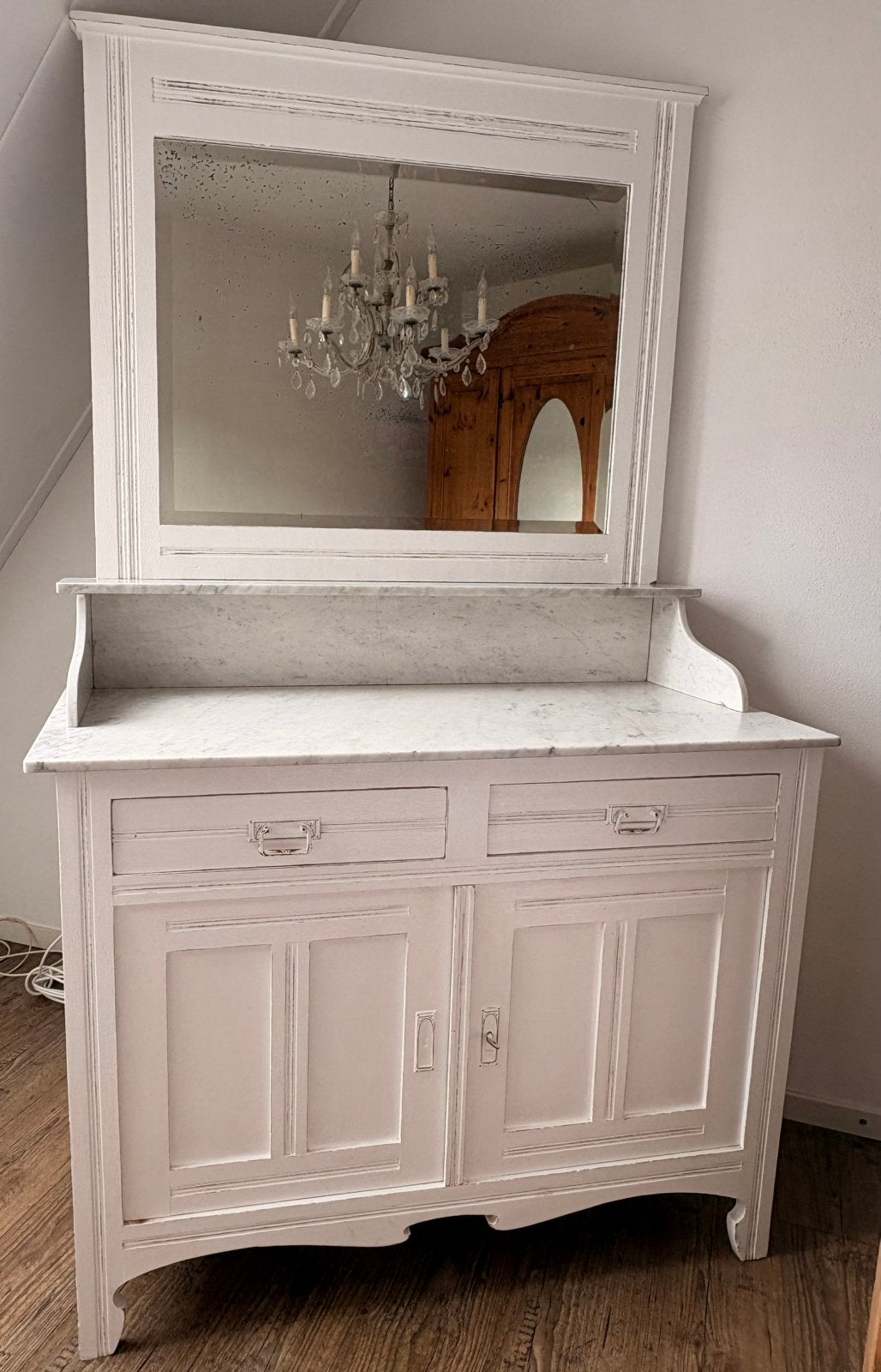 Antieke kaptafel wit emigreren, Ophalen, 50 tot 100 cm, Zo goed als nieuw, Minder dan 100 cm