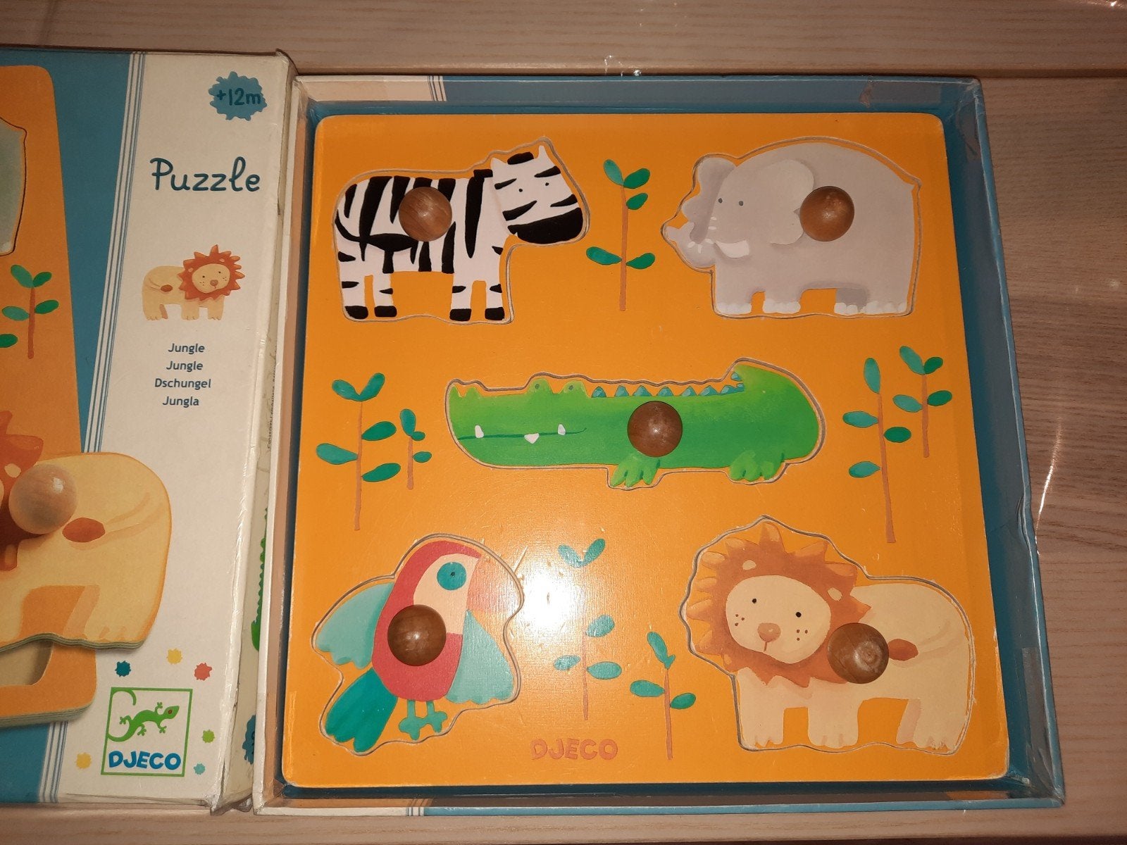 Djeco dierenpuzzel 12m+, Gebruikt, Ophalen of Verzenden, Van hout, Minder dan 10 stukjes