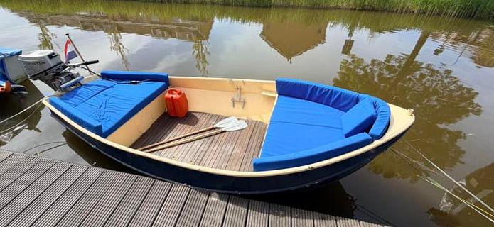 Stalen sloep met Honda 8 PK Buitenboordmotor - Viertakt, Ophalen, Zo goed als nieuw, Tot 10 pk, Staal