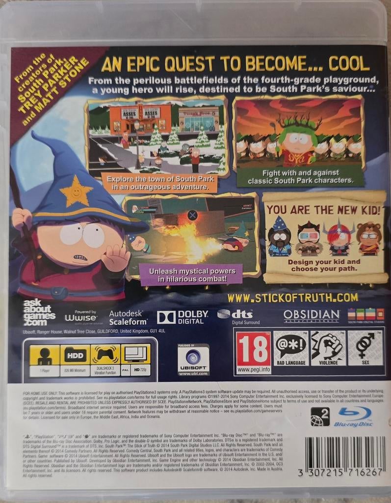 South Park: The Stick of Truth (PS3), Vanaf 18 jaar, 1 speler, Ophalen of Verzenden, Zo goed als nieuw