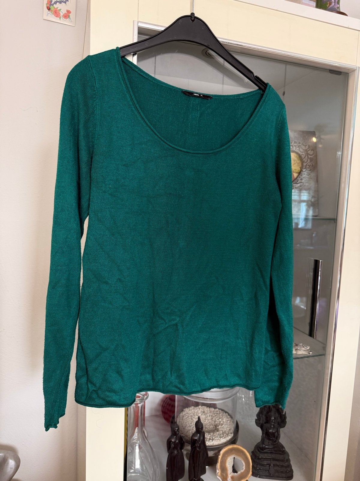 Groene HEMA trui met knoopjes op de rug, maat M, Ophalen of Verzenden, Zo goed als nieuw, Maat 38/40 (M), Groen