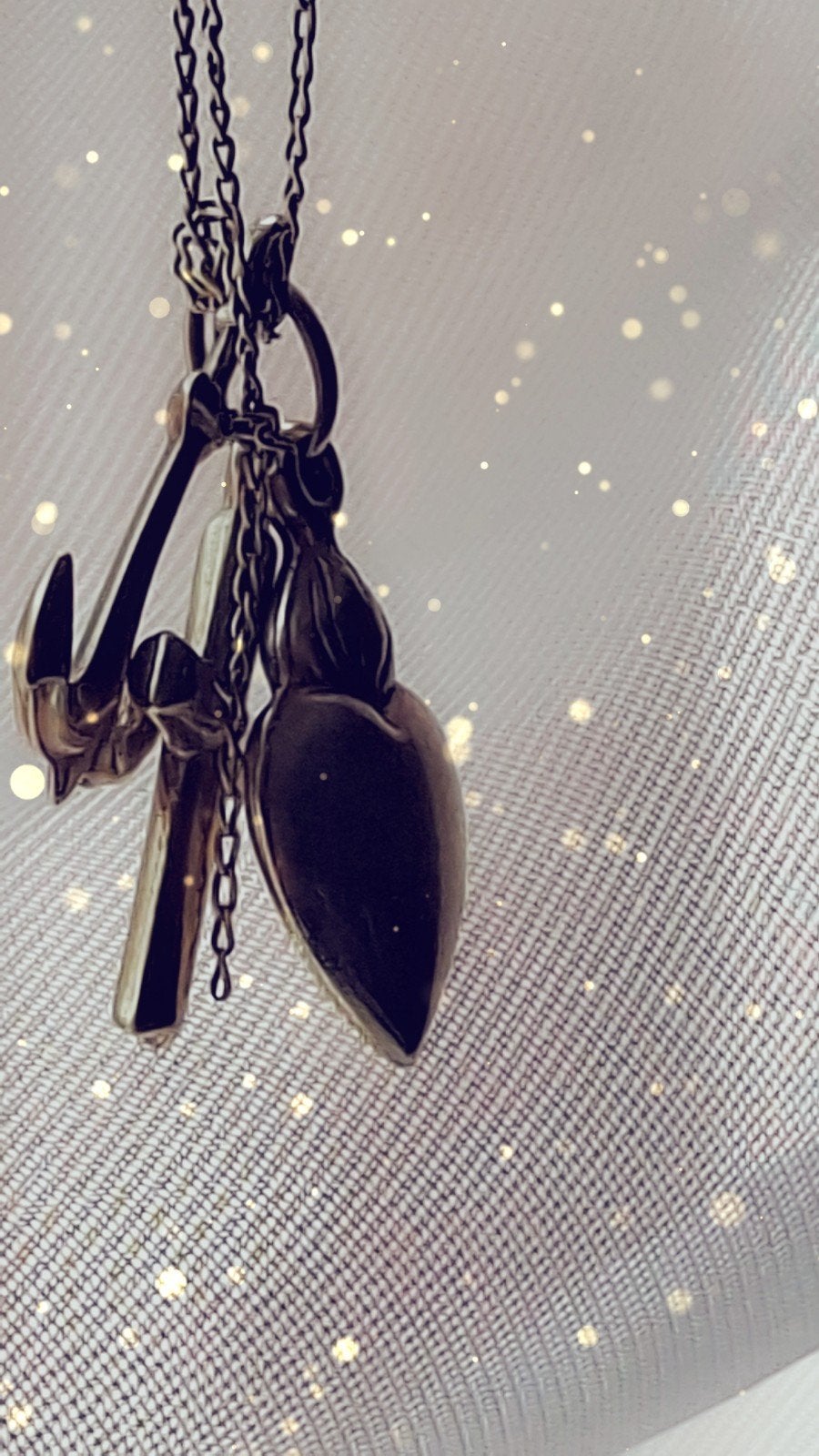 Zilveren ketting met geloof, hoop en liefde hangers, Met hanger, Gebruikt, Ophalen of Verzenden, Zilver
