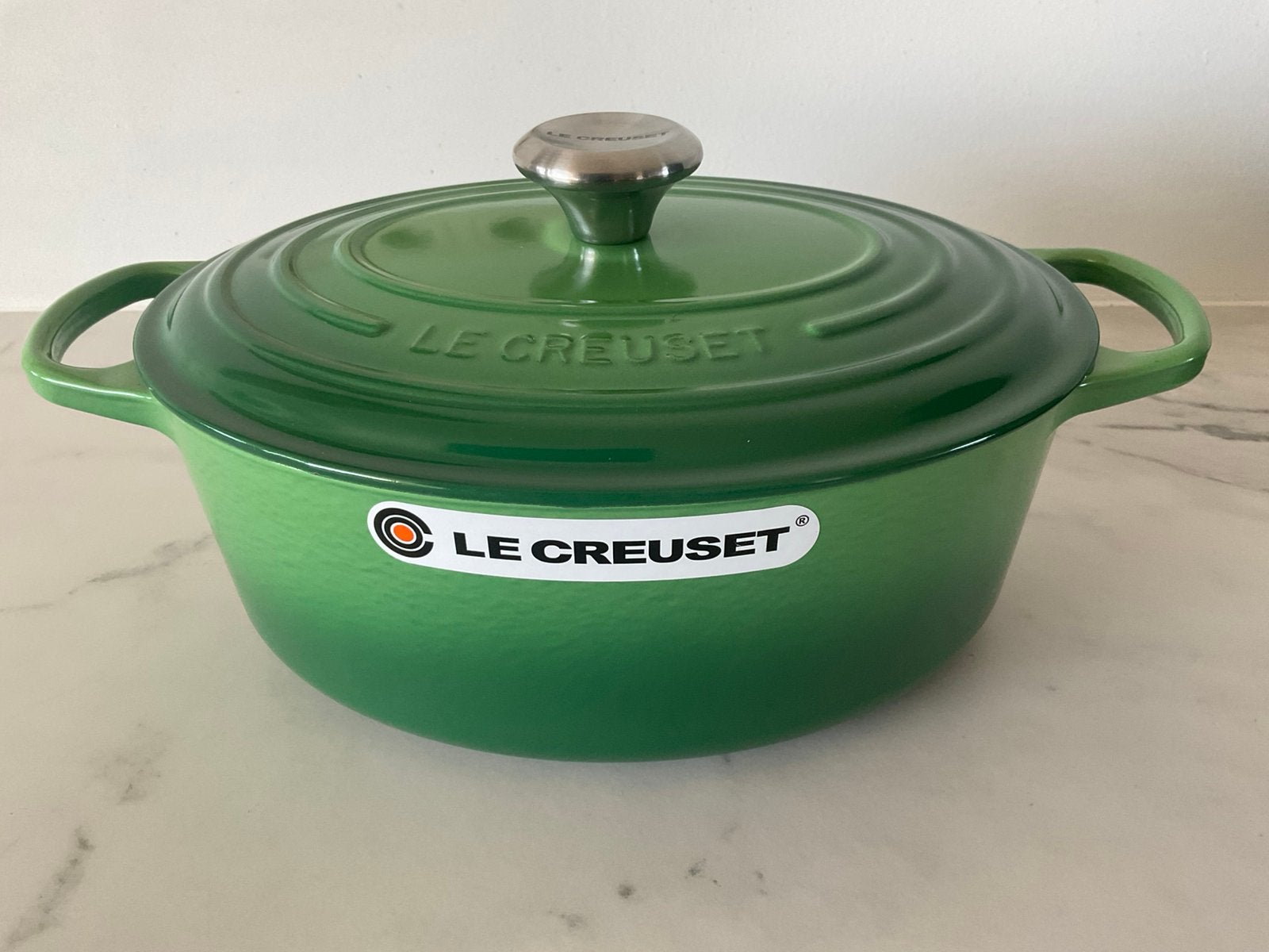 Le Creuset 29 cm ovale pan, bamboo groen, 4,7lt, nieuw, Huis en Inrichting, Keuken | Potten en Pannen, Gietijzer, Nieuw, Ophalen of Verzenden