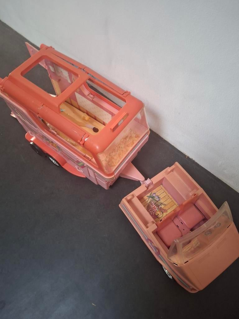 Barbie paardentrailer met auto en paard, Ophalen of Verzenden, Gebruikt, Meisje