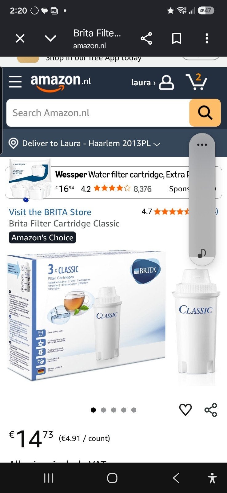 3 Brita Classic waterfilters - Vermindert microplastic, Ophalen of Verzenden, Nieuw