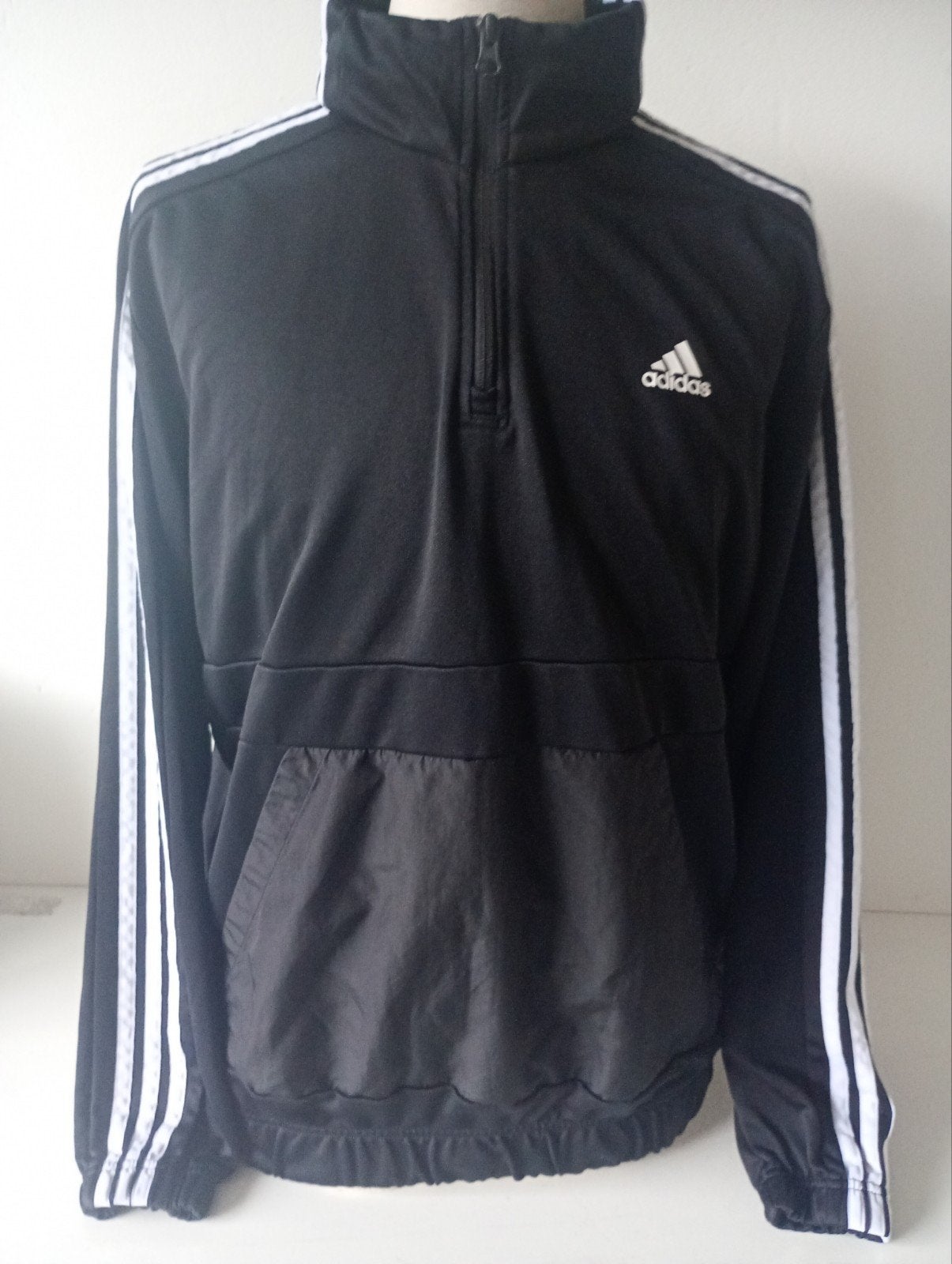 Adidas 3-Stripes Half-Zip Sweater - Maat L - Zwart, Maat 52/54 (L), Verzenden, Zo goed als nieuw, Adidas