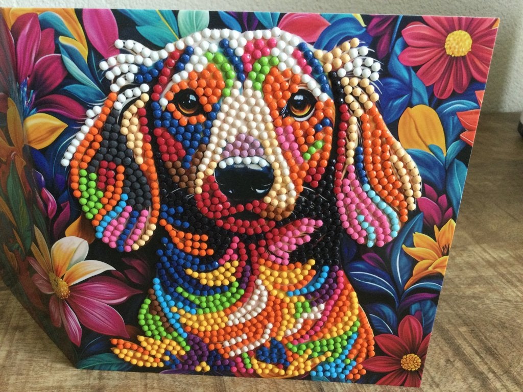 Diamond painting kleurrijke hond, Ophalen of Verzenden, Zo goed als nieuw, Dieren