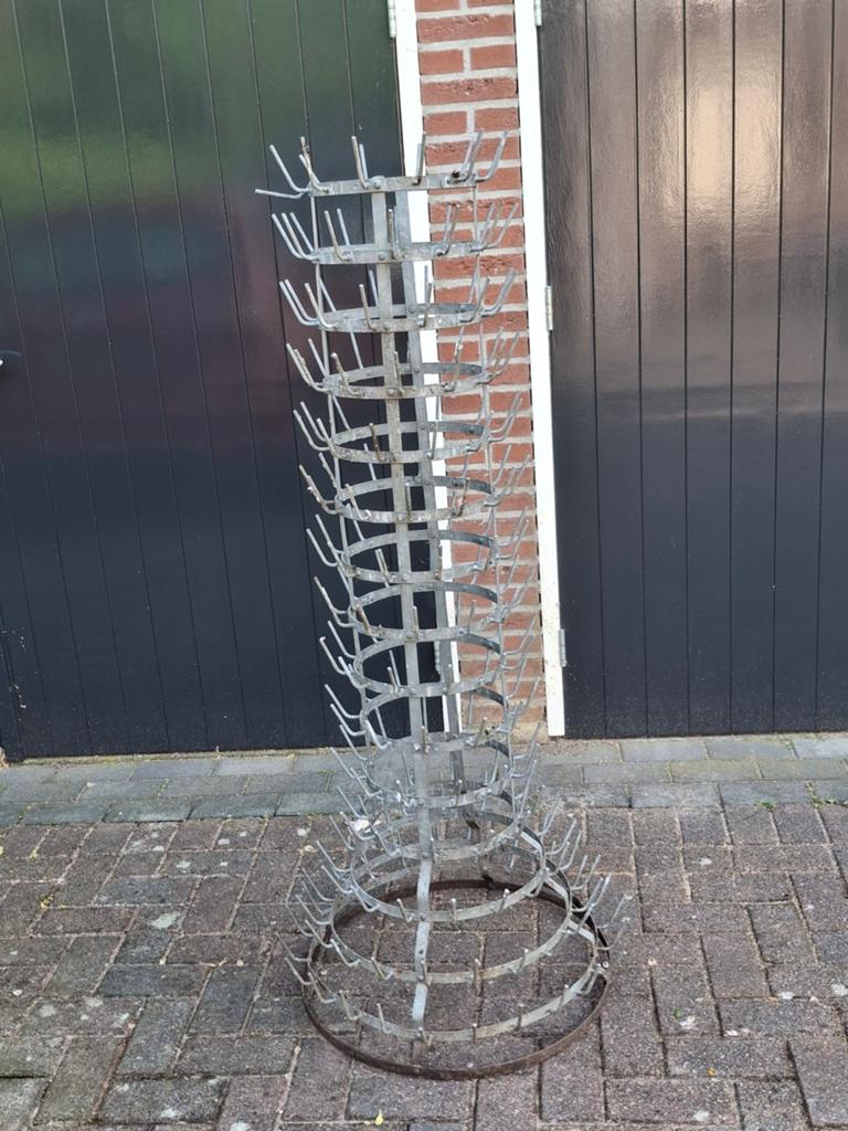 Vintage Brocante Zinken Flessenrek / Droogrek, Antiek en Kunst, Ophalen of Verzenden