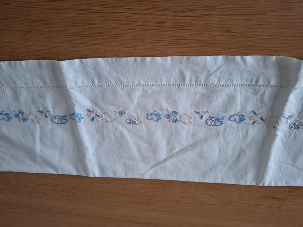 Vintage lakentje met sloopje, Gebruikt, Jongetje of Meisje, Wit, Overige typen