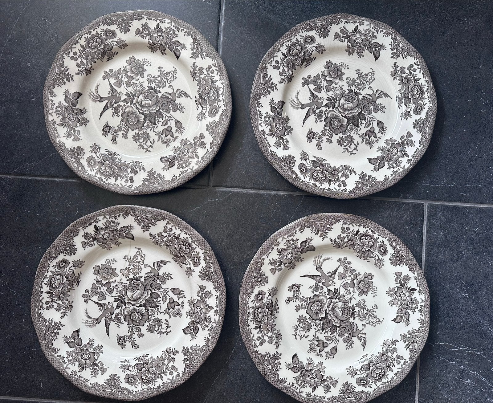 Enoch Wedgwood Asiatic Pheasants borden (4 stuks), Ophalen of Verzenden
