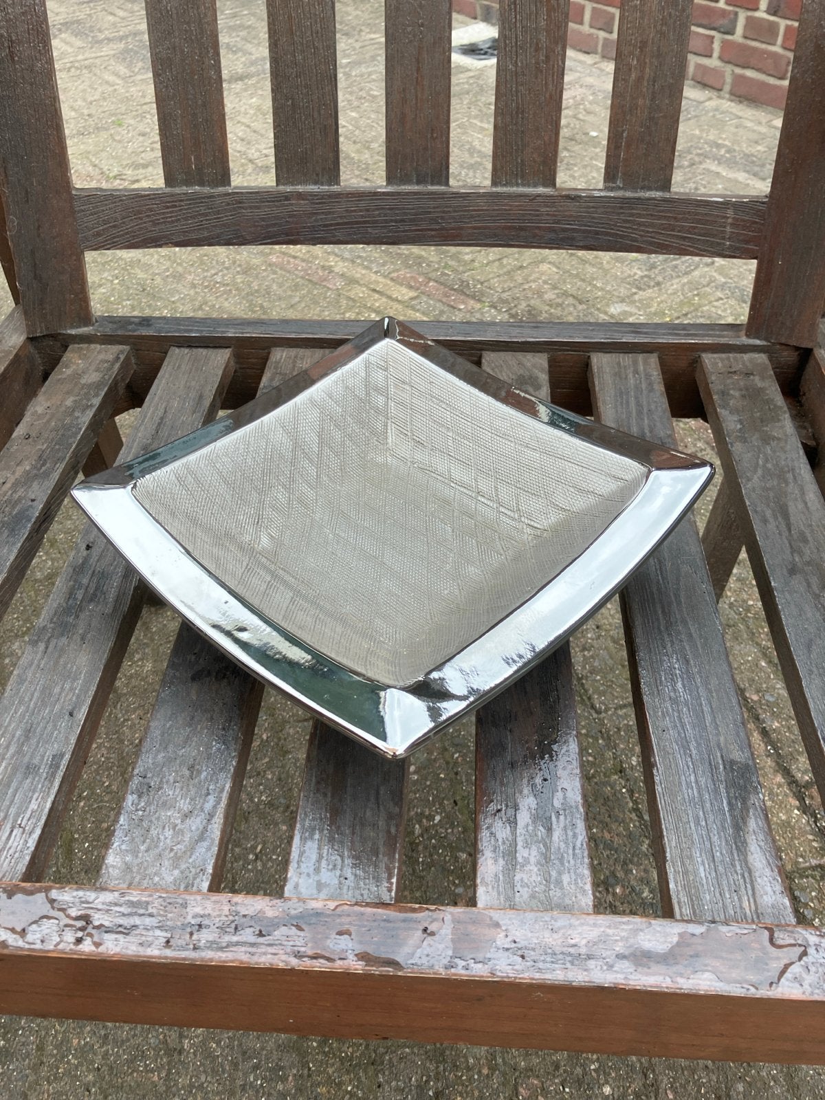 Decoratieve zilverkleurige schaal, Ophalen of Verzenden