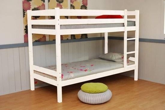 Stapelbed - wit, deelbaar - 90x200, Huis en Inrichting, Slaapkamer | Bedden, Gebruikt, Eenpersoons, 90 cm, 200 cm, Hout, Wit, Ophalen