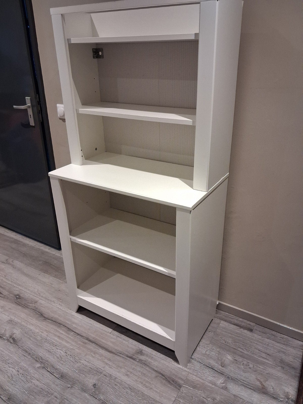 Witte boekenkast met open vakken en planken, Ophalen, Gebruikt, 50 tot 100 cm, 150 tot 200 cm