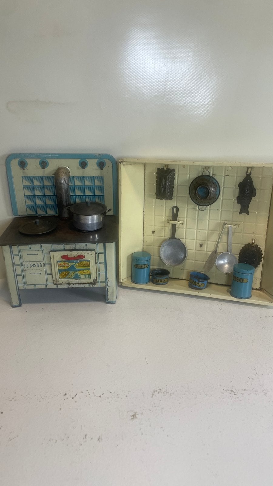 Vintage MFZ Blikken Speelgoed Keuken met Accessoires, Antiek en Kunst, Ophalen of Verzenden