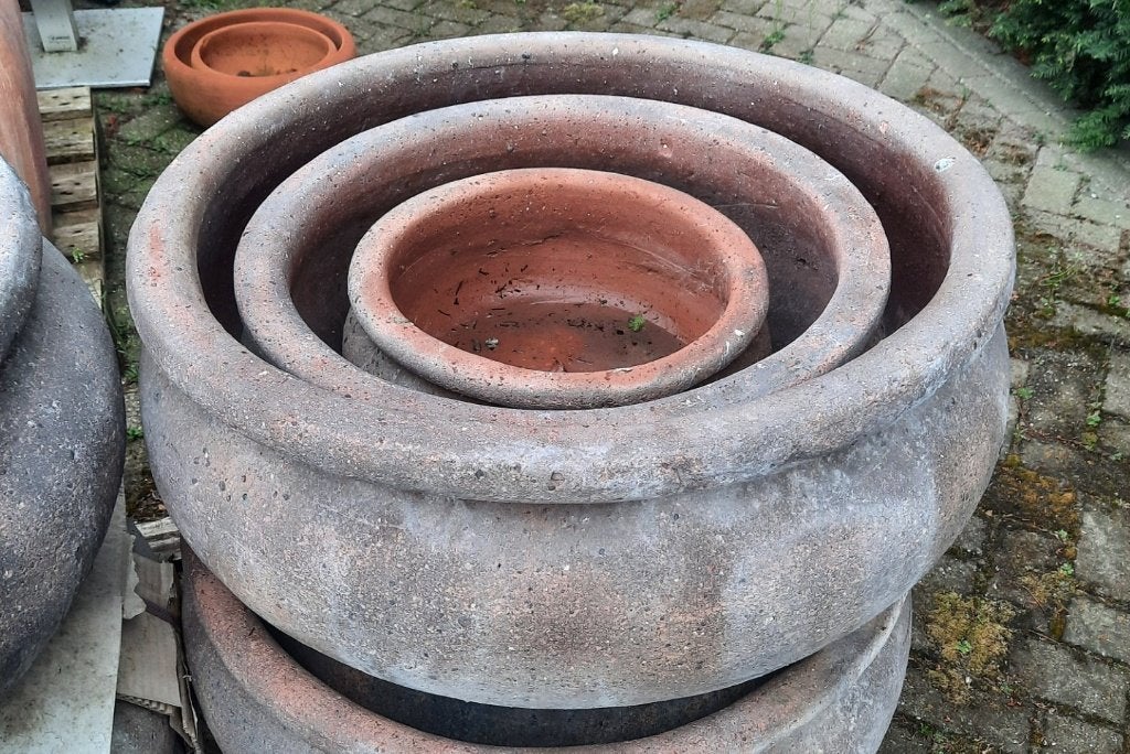Grote ronde lage bloempotten plantenschaal grijs 3 maten, Tuin en Terras, Bloempotten, Ophalen, 40 cm of meer, Rond, Nieuw