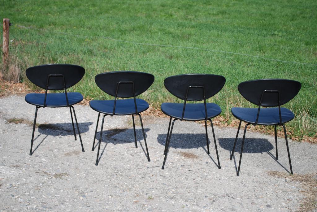 Set van 4 originele skai stoelen van Rudolf Wolf, Ophalen, Gebruikt, Zwart, Overige materialen