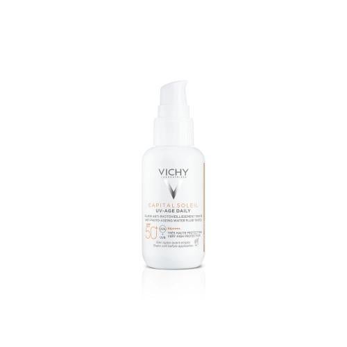 Vichy Capital Soleil UV-Age Daily SPF50+ Getint Light 40 ml, Verzenden, Nieuw, Gehele gezicht, Verzorging